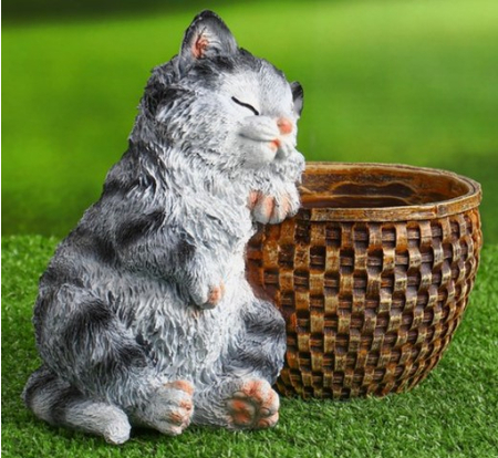 Кашпо фигурное цветочное полистоун «Котенок спящий», 23*18 см, серый Кашпо фигурное цветочное полистоун «Котенок спящий», 23*18 см, серый