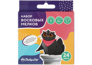 Мелки восковые «Творческие котики», 24 цвета, 24 шт., диаметр 7 мм, длина 90 мм