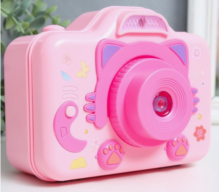Шкатулка музыкальная пластмассовая механическая «Фотоаппарат-кошечка», 10,5*12,5*16 см, розовая