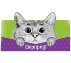Открытка-конверт «Дарите счастье», 80×175 мм, «Кот»