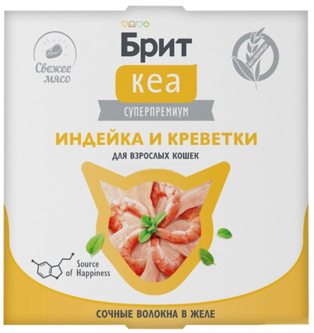 Корм влажный «Брит Кеа» (для взрослых кошек), 75 г, «Индейка и креветки в желе» Корм влажный «Брит Кеа» (для взрослых кошек), 75 г, «Индейка и креветки в желе»