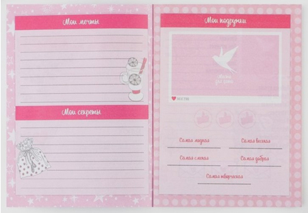 Книжка записная «Анкета для девочек» А6, 140*100 мм, 16 л., «Котик»