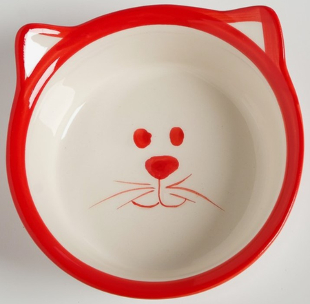 Миска керамическая «Подмигивающий кот», 200 мл, 11*4,8 см, белая с красным