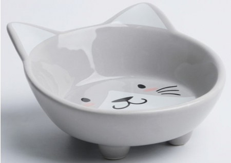 Миска керамическая «Голова кота», 150 мл, 14*12,5*6,5 см, серая