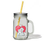Банка стеклянная с крышкой и трубочкой «Котик» Банка стеклянная с крышкой и трубочкой «Котик»