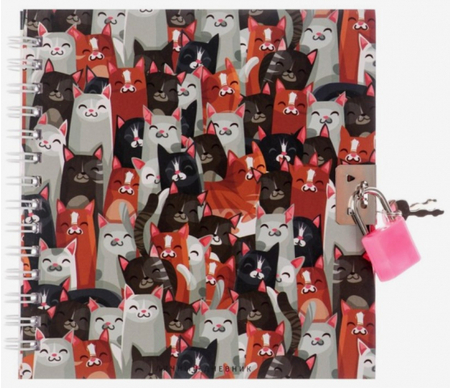 Книжка записная подарочная на замочке Sima-Land (А6), 130*130 мм, 45 л., линия, «Кошки» Книжка записная подарочная на замочке Sima-Land (А6), 130*130 мм, 45 л., линия, «Кошки»