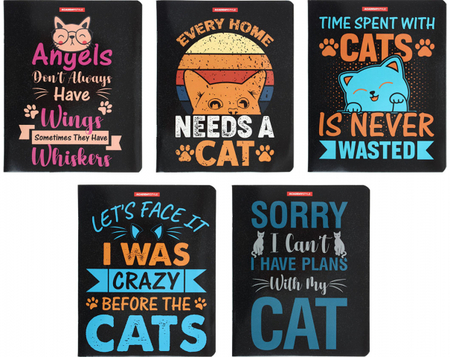 Тетрадь общая А5, 48 л. на скобе «КотоСчастье», 165*203 мм, линия, ассорти