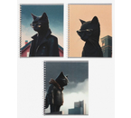 Тетрадь общая А5, 48 л. на гребне «Черный Кот», 170×205 мм, клетка, ассорти