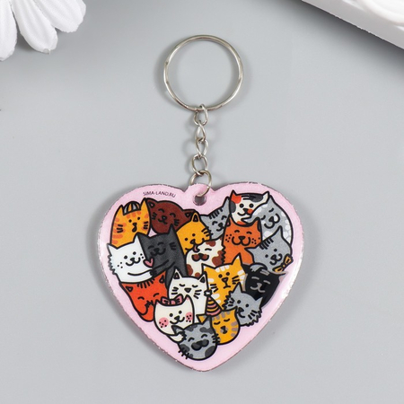 Брелок ПВХ мягкий «Котики в сердце», 5*5 см