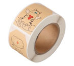 Наклейки бумажные в рулоне Sima-Land, 3×5 см, 200 шт., «Бирки. Котики» (крафт-бумага)