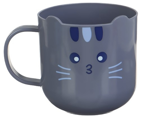 Кружка детская пластиковая «Котик», 300 мл, серая