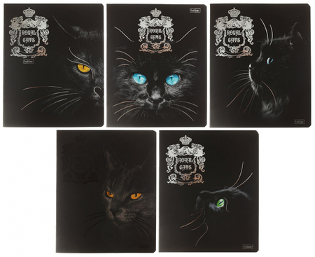 Тетрадь общая А5, 48 л. на скобе Hatber Royal Cats, 165*203 мм, клетка, ассорти