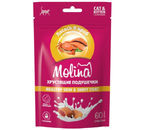Лакомство для кошек Molina, 60 г, Healthy Skin & Shiny Coat, хрустящие подушечки с начинкой из лосося и краба