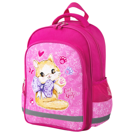 Рюкзак «Пифагор» School, 38*28*14 см, Cat Day, розовый (для девочек)