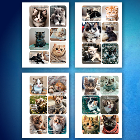 Стикербук-блокнот с наклейками Brauberg «Просто наклей», 105*150 мм, 16 л., 96 цветных стикеров, «Коты мемы»