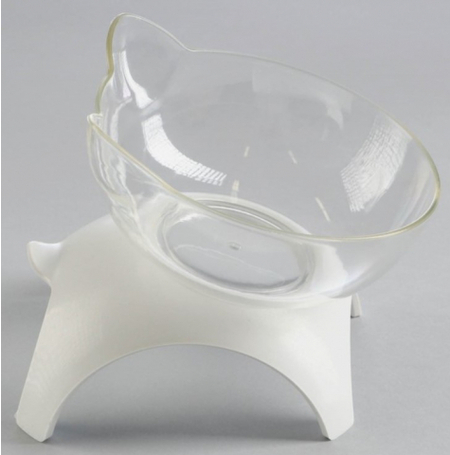 Миска пластиковая на подставке Sima-Land, 450 мл, 10*12*13,5 см, прозрачная на белой подставке