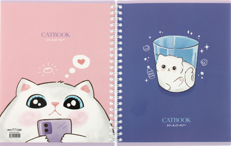 Тетрадь общая А5, 80 л. на гребне Meshu Cat Book, 165*205 мм, клетка