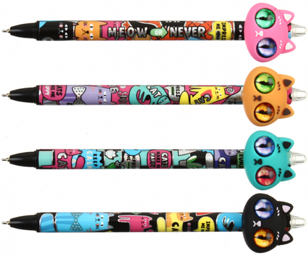 Ручка шариковая автоматическая Meshu, Hypno Cats, корпус ассорти, стержень синий