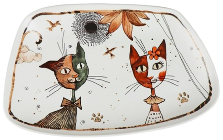 Блюдо сервировочное фарфоровое «Коты-аристократы», 30*18,5*2 см