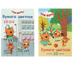 Бумага цветная односторонняя А4 «Три кота», 10 цветов, 10 л., мелованная, дизайн обложки - ассорти