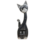 Благотворительный деревянный настольный календарь «Вечный», 7×4×14 см, «Полосатый кот» (англ.яз.: месяцы)