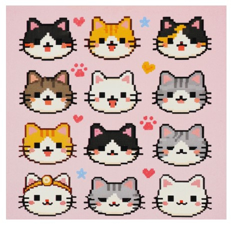 Блокнот на скобе ArtFox (квадрат), 100*100 мм, 16 л., клетка, «Котики» Блокнот на скобе ArtFox (квадрат), 100*100 мм, 16 л., клетка, «Котики»