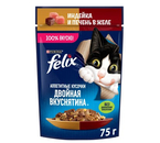 Корм влажный Purina Felix «Аппетитные кусочки» (для взрослых кошек), 75 г, индейка и печень в желе