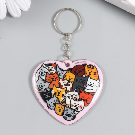 Брелок ПВХ мягкий «Котики в сердце», 5*5 см