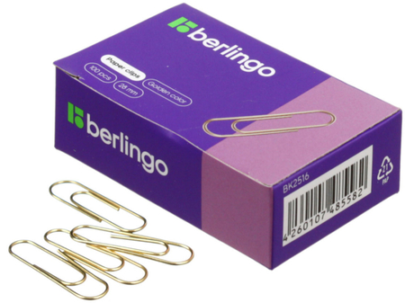 Скрепки проволочные Berlingo, 28 мм, 100 шт., округлые, золотистые Скрепки проволочные Berlingo, 28 мм, 100 шт., округлые, золотистые