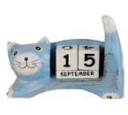 Благотворительный деревянный настольный календарь «Вечный», 13×4×10 см, «Кошка» (англ.яз.: месяцы)