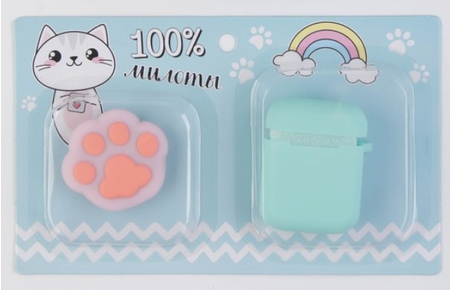 Набор из чехла для наушников и попсокета Sima-Land, «Котик»