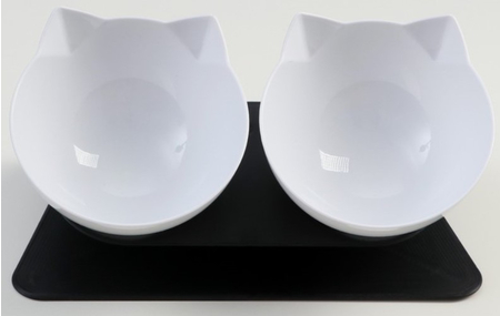 Миски пластиковые на подставке Sima-Land, 2 шт.: 500 мл, 27,5*14*15 см, белые на черной подставке