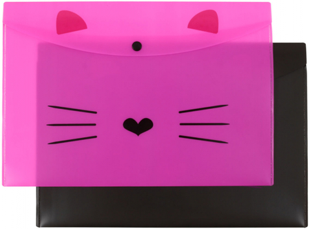 Набор папок-конвертов пластиковых на кнопке А4 №1School, 2 шт., толщина пластика 0,18 мм, Kitty, ассорти Набор папок-конвертов пластиковых на кнопке А4 №1School, 2 шт., толщина пластика 0,18 мм, Kitty, ассорти