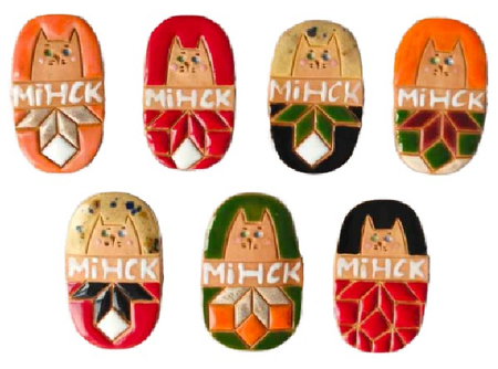 Магнит «Кот. Минск» (Ярохнович Ю.С.), 4,5*2,5 см, керамика, глазурь, ассорти