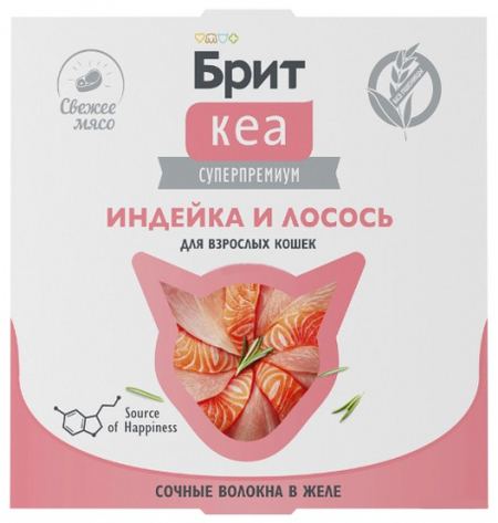 Корм влажный «Брит Кеа» (для взрослых кошек), 75 г, «Индейка и лосось в желе» Корм влажный «Брит Кеа» (для взрослых кошек), 75 г, «Индейка и лосось в желе»