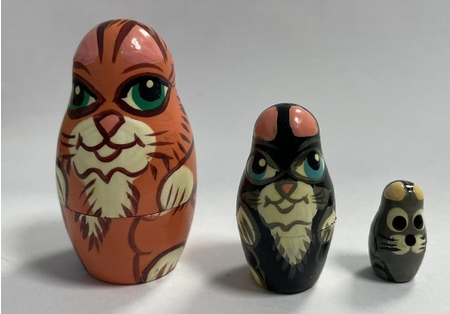 Набор матрешек деревянных, 3 шт., «Коты» Набор матрешек деревянных, 3 шт., «Коты»