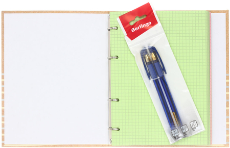 Тетрадь общая А5, 200 л. на кольцах BG «Круче меня - нет!», 165*215 мм, клетка + набор шариковых ручек Berlingo X Gold-2 шт.(синие)