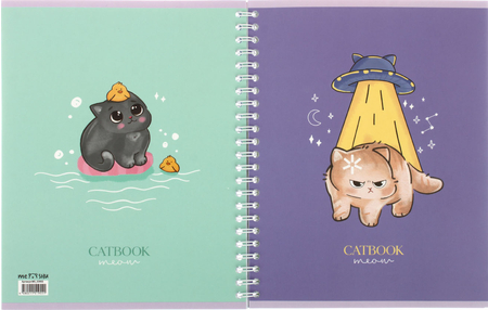 Тетрадь общая А5, 80 л. на гребне Meshu Cat Book, 165*205 мм, клетка