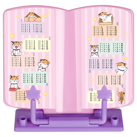 Подставка для книг пластиковая «Стамм», 200*200 мм, «Мяу», розовая с фиолетовым