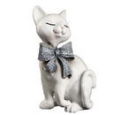 Фигура полистоун «Кот с бантом сидит», 23×15 см, белый