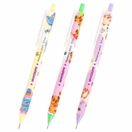 Карандаш автоматический «Юнландия», толщина грифеля 0,7 мм, Cute Pets, корпус ассорти