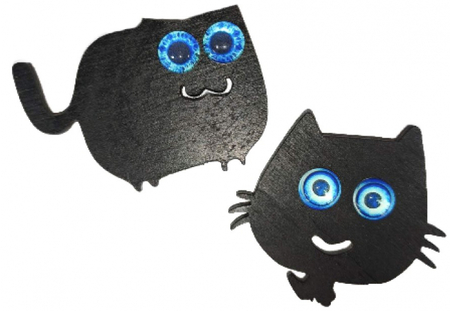 Магнит деревянный «Глазастик» (Марданов А.А.), 6,5*4,2 см, черный (цвет глаз - ассорти)