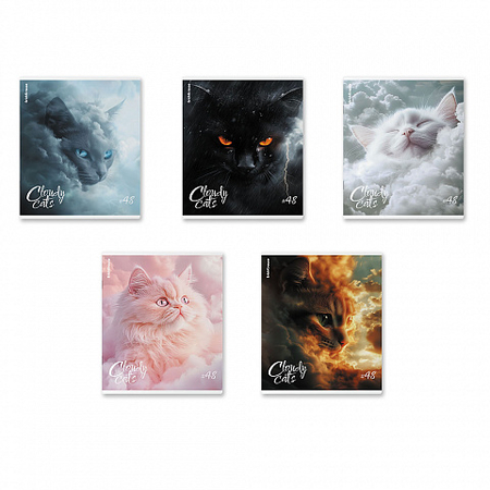 Тетрадь общая А5, 48 л. на скобе ErichKrause Cloudy Cats, 170*203 мм, клетка, ассорти Тетрадь общая А5, 48 л. на скобе ErichKrause Cloudy Cats, 170*203 мм, клетка, ассорти