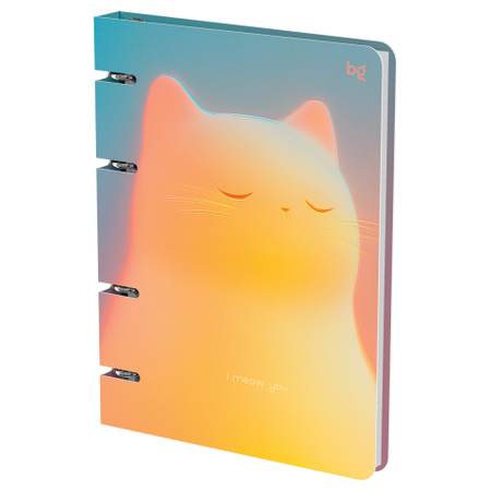 Тетрадь общая А5, 120 л. на кольцах BG, 160*215 мм, клетка, Meow