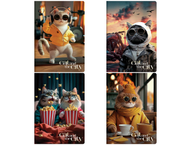 Тетрадь школьная А5, 40 л. на скобе Meshu «Коты в городе»