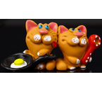 Сувенир полистоун Sima-Land, 3,2×7×2,6 см, «Два кота с яичницей»