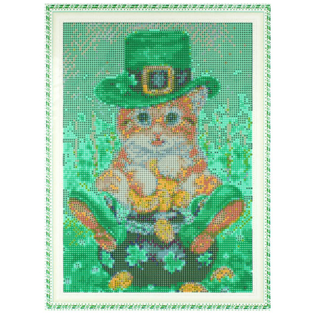 Набор для творчества «Алмазная мозаика» Darvish, 30*40 см, «Котёнок-лепрекон» Набор для творчества «Алмазная мозаика» Darvish, 30*40 см, «Котёнок-лепрекон»