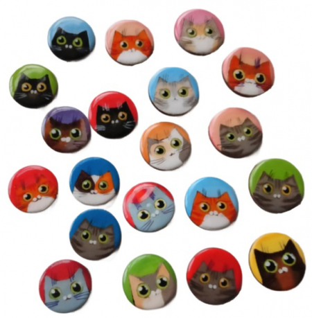 Значок деревянный «Котик» (Круглякова М.В.), ассорти Значок деревянный «Котик» (Круглякова М.В.), ассорти