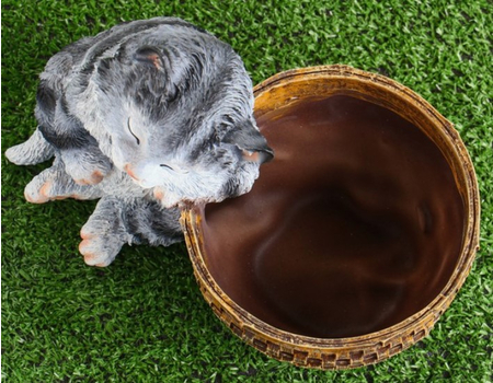 Кашпо фигурное цветочное полистоун «Котенок спящий», 23*18 см, серый Кашпо фигурное цветочное полистоун «Котенок спящий», 23*18 см, серый