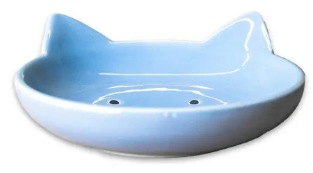 Миска керамическая для кошек Mr.Kranch «Мордочка кошки», 80 мл, голубая
